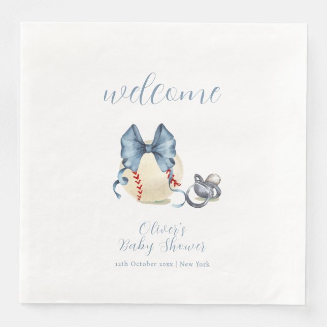 Willkommens-Bogen-Schnuller-Baseball-Sport-Baby-Pa Serviette (Vorderseite)