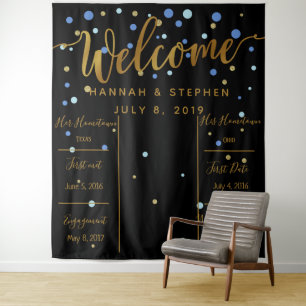Willkommens-Hochzeits-Fotobooth-Hintergrundbanner Wandteppich