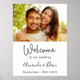 Willkommens-Hochzeitsschild-Foto-Script weiß Poster
