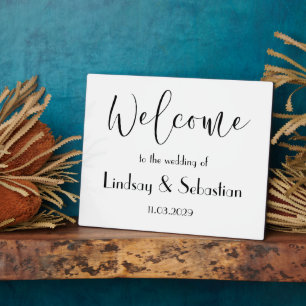 Willkommens-Hochzeitsschild Tischplatte-Schild mit Fotoplatte