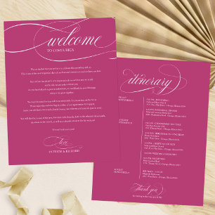 Willkommens-Itinerary für das Pink Cassis-Hochzeit