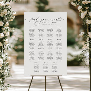 Willkommens-Sitzplan 15 Tische Moderne Schrift Poster