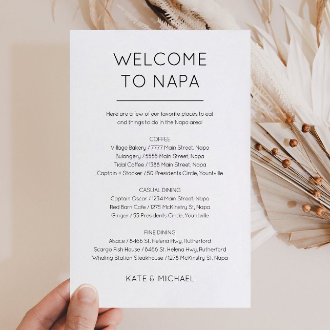 Willkommens-Tasche Einlegekarte (Wedding Welcome Bag Insert card)
