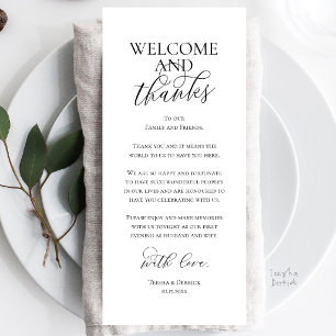 Willkommens- und Dankeskarten für das Hochzeitsdin Programm