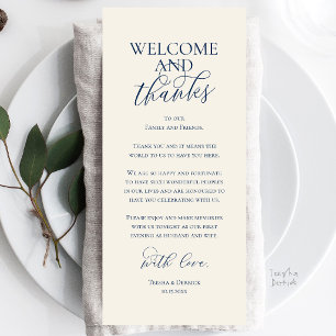 Willkommens- und Dankeskarten für das Hochzeitsdin Programm