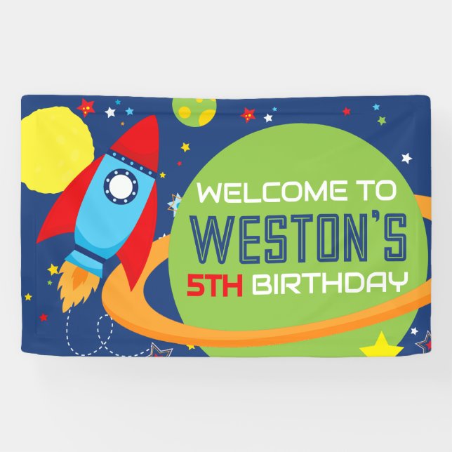 Willkommensbanner für Weltraumrakete Banner (Horizontal)