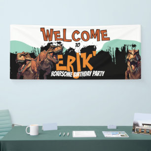 Willkommensbanner T-Rex - Roaring Dino Party Sign Banner