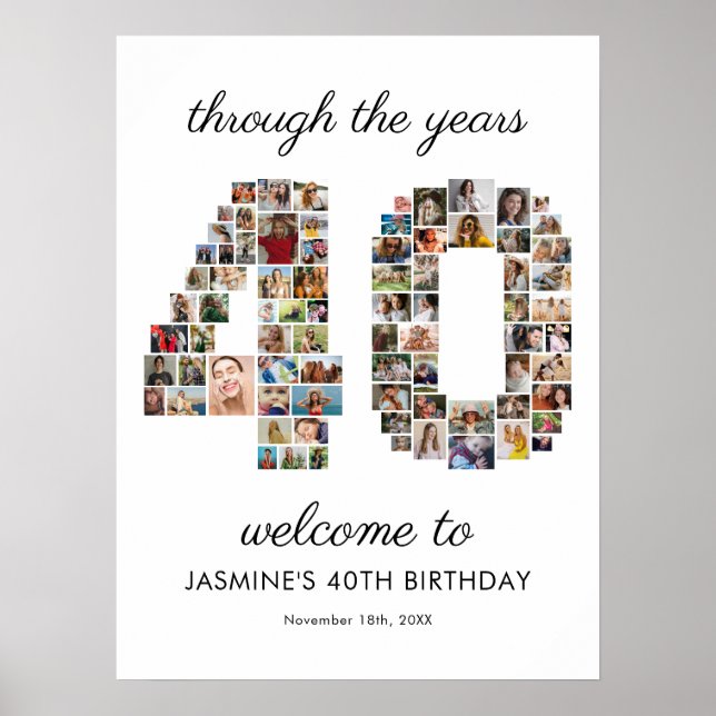 Willkommenscollage zum 40. Geburtstag Poster (Vorne)