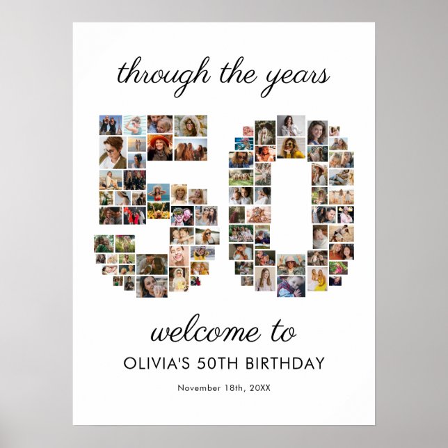 Willkommenscollage zum 50. Geburtstag Poster (Vorne)