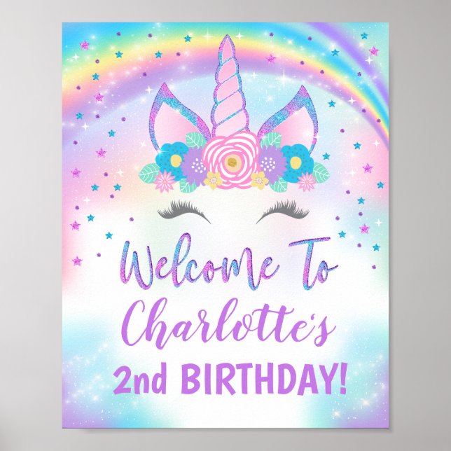 Willkommensdekorationen für das Party Unicorn Poster (Vorne)