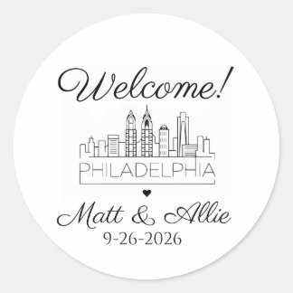 Willkommensgeschenk Hochzeitsbeutel Philadelphia Runder Aufkleber