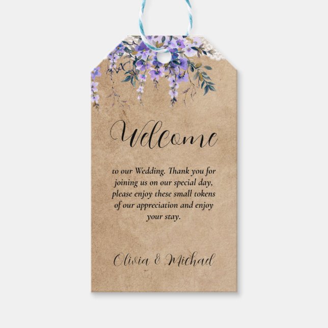 Willkommensgeschenk Vielen Dank Wisteria Lace Wedd Geschenkanhänger (Vorderseite)