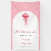 Willkommensgruß zur Baby-Party Pinke Wasserfarben-
