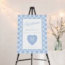 Willkommensgruß zur Baby Shower Blue Hearts
