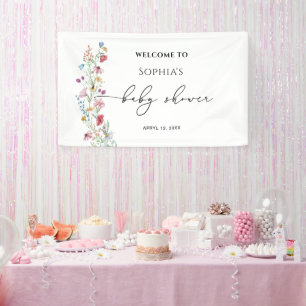 Willkommensgruß zur Baby Shower mit Wildblumen Banner
