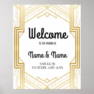 Willkommensposter Gatsby Art Deco Gold Hochzeitspo Poster