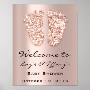 Willkommensposter Rose Füße Baby Shower Mädchen Ju Poster