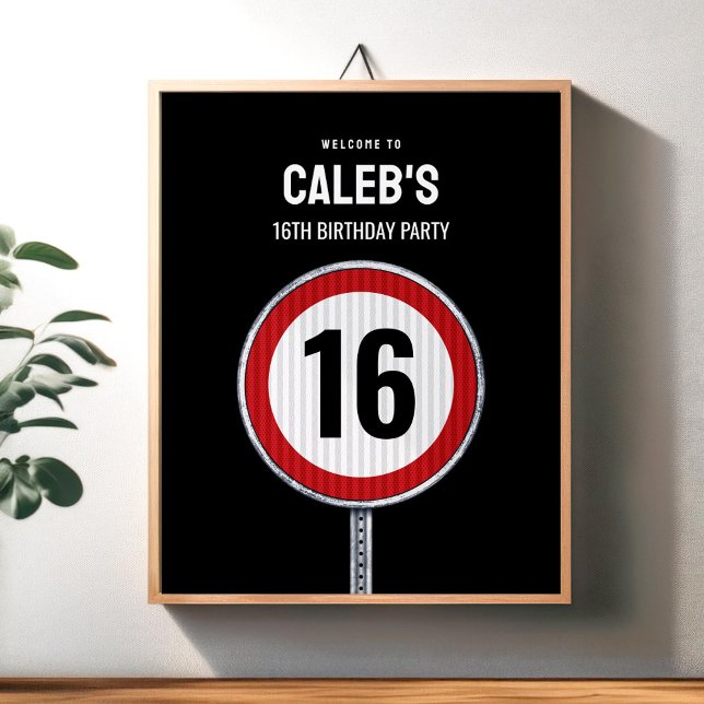 Willkommensschild 16. Geburtstag Geschwindigkeitsb Poster (Von Creator hochgeladen)