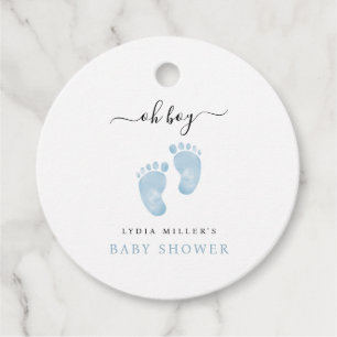 Willkommensschild Baby Shower Blaue Babyfüße Baby  Geschenkanhänger