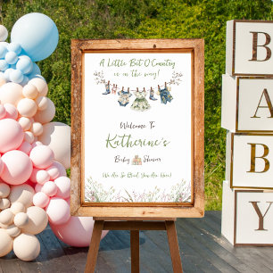 Willkommensschild Baby Shower Wäscheleine Wildblum Poster