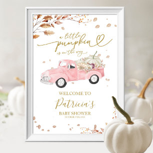 Willkommensschild für Baby-Party im Herbst mit ros Poster