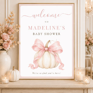 Willkommensschild für Baby-Party mit Kürbis und ro Poster