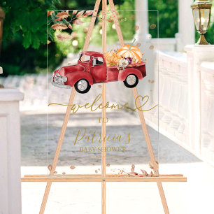 Willkommensschild für Baby Shower im Herbst mit Kü Acrylschild