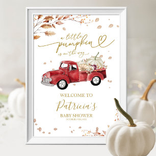 Willkommensschild für Baby Shower im Herbst mit Kü Poster