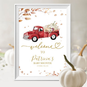 Willkommensschild für Baby Shower im Herbst mit Kü Poster