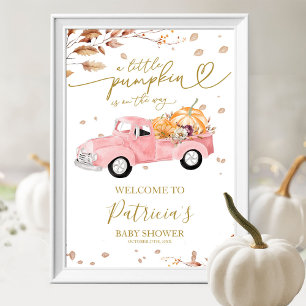 Willkommensschild für Baby Shower im Herbst mit Kü Poster
