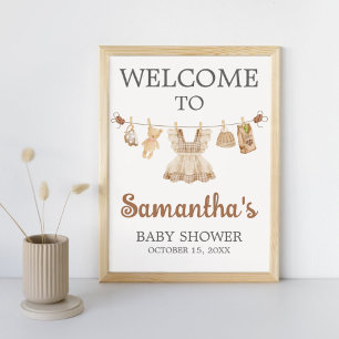 Willkommensschild für Baby Shower Kaffee Brauen Poster