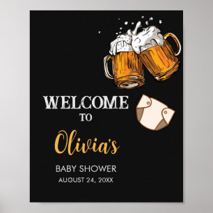 Willkommensschild für Baby Shower mit Bier und Win Poster