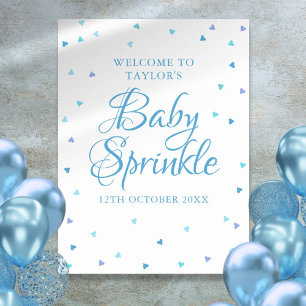 Willkommensschild für Baby Shower mit blauen Herze Poster