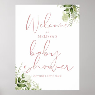 Willkommensschild für Baby Shower mit Dusty Rose G Poster