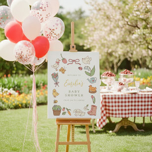 Willkommensschild für Baby Shower mit Frühlingsgar Poster