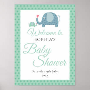 Willkommensschild für Baby Shower mit gepunkteten  Poster