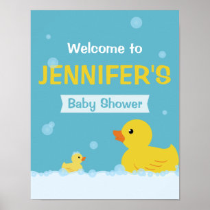 Willkommensschild für Baby Shower mit Gummiente Poster
