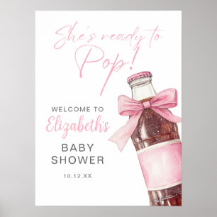 Willkommensschild für Baby Shower mit rosa Schleif Poster