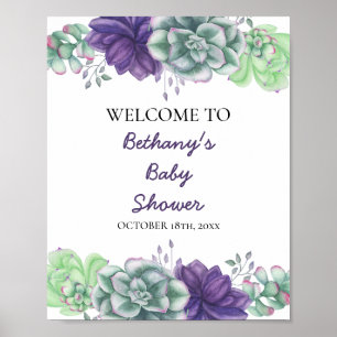Willkommensschild für Baby Shower - Wasserfarbe Su Poster