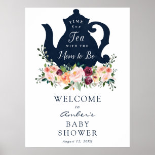 Willkommensschild für Baby Shower zur Teezeit Poster