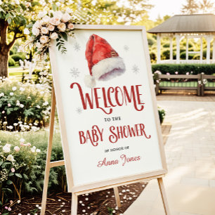 Willkommensschild für Babyparty mit lustiger Santa Poster