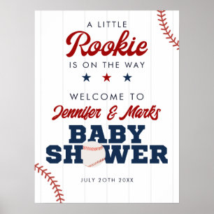 Willkommensschild für Baseball-Baby-Party für Anfä Poster