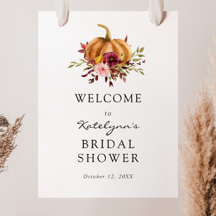 Willkommensschild für Brautparty mit Herbstkürbis  Poster