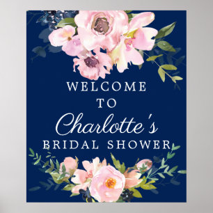 Willkommensschild für Brautparty mit rosa Rosen un Poster