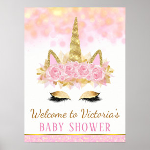 Willkommensschild für das Baby Shower des Einhorns Poster
