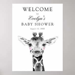 Willkommensschild für Giraffen-Baby-Party Poster
