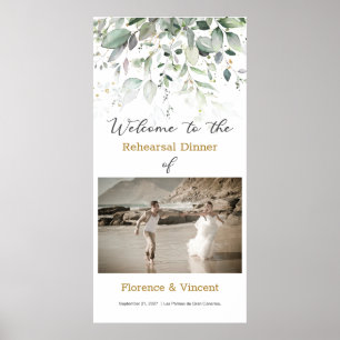 Willkommensschild für Probeabendessen mit Grünpfla Poster