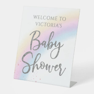 Willkommensschild für Regenbogen-Baby-Party-Tisch Sockelschild