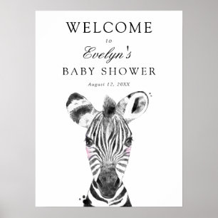 Willkommensschild für Zebra-Baby-Party Poster