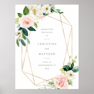 Willkommensschild Geometrischer Frühlingsromantik- Poster